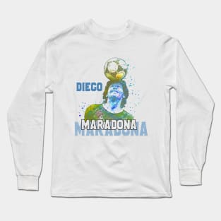 Diego Maradona The Legend Retro Style Fan Art Long Sleeve T-Shirt